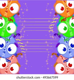 Vector card cartoon  beetle with lines for text  Friends Stars