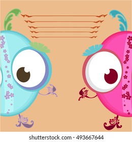 Vector card cartoon  beetle with lines for text  Friends