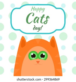 Vector card with cartoon cat and wishes