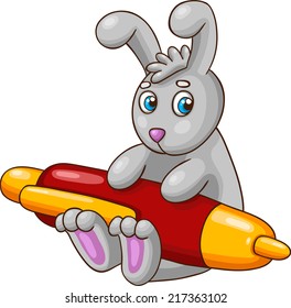 Vector card with cartoon rabbit character. 