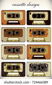 vector card with cassettes in retro style. Can be used in design, advertising, postcards, web sites, logos, etc.