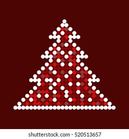Vector card with Christmas Tree on the red background.
