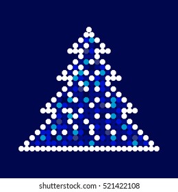 Vector card with Christmas Tree on the blue background.