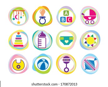 vector card with colorful baby icons