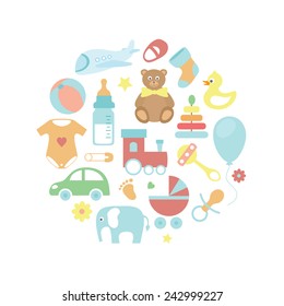 vector card with colorful baby icons