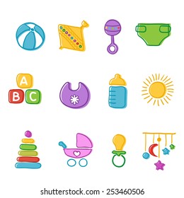 vector card with colorful baby icons