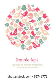 tarjeta vectorial con aves coloridas