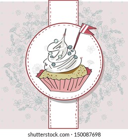 Vector card with colorful cupcake