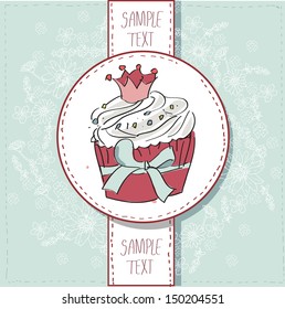 Vector card with colorful cupcake