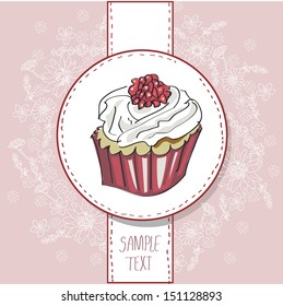 Vector card with colorful cupcake