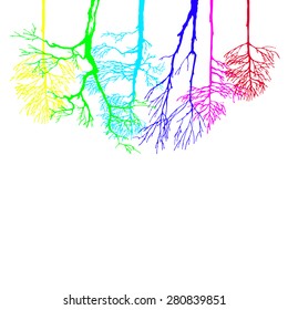 Vector card with colorful trees for your design
