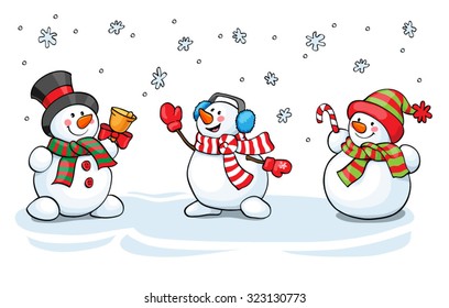 Vector card concept, illustration - Cute snowman set.