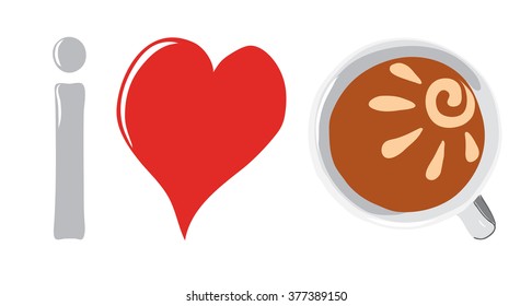 vector card with the concept of love for coffee/I love hot coffee