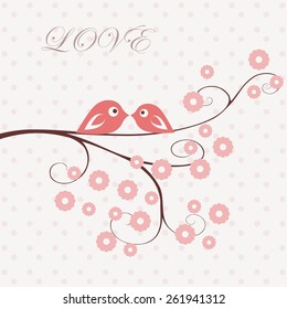 Vector card with couple of birds