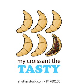 Vector card with croissants and text.