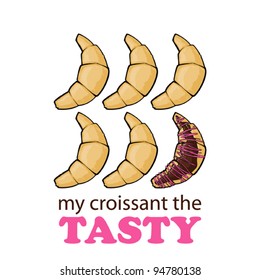 Vector card with croissants and text.