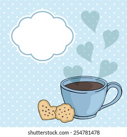vector card with cup and cookies