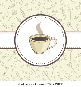vector card with cup on candies background