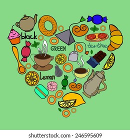 Vector card with cups and teapots.