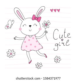 vector card with cute bunny. vector print