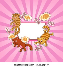 Vector card with cute cartoon cats.