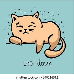 Vector card with cute doodle cat in simple design for kid's greeting card design, t-shirt print, inspiration poster.