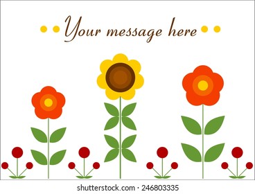 Vector card with cute flowers and place for text