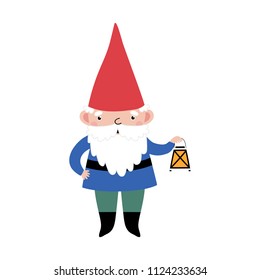 Vector card with cute gnome.