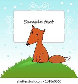 vector card with cute little fox
