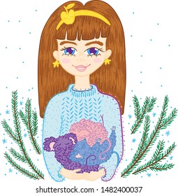 vector card with cute mouse