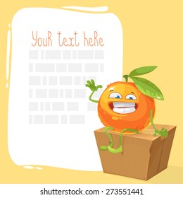 vector card with cute orange character
