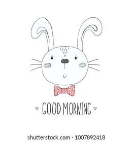 vector card with cute rabbit . vector print.