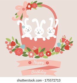 Vector card - Cute rabbits
