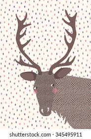 Vector card with a cute reindeer