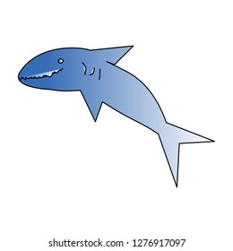 Vector card with cute shark Beautiful animal.
