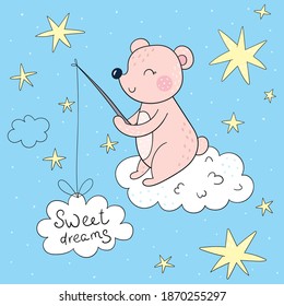 tarjeta vectorial con oso de peluche lindo. impresión vectorial. Baby Shower invita al diseño. Dibujo vectorial plano de dibujos animados
