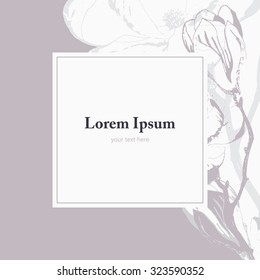 Vector card with delicate painted flowers