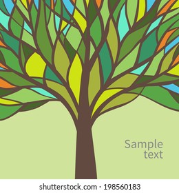 Vector card design with beautiful colorful tree