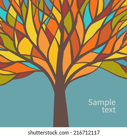 Vector card design with beautiful colorful tree