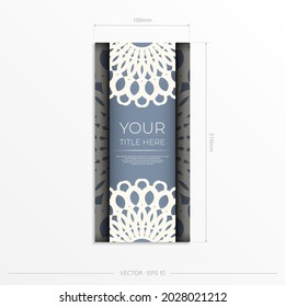 Vector card design in blue color with luxury ornaments. Stylish invitation with vintage patterns.