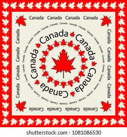 Vector card design for Canada Day. Design of  tile, carpet, tablecloth fabric, cushion, pillow, bags.  All elements are located on separate layers. Vector cover design. 