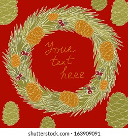 Vector card design with christmas wreath to Christmas.