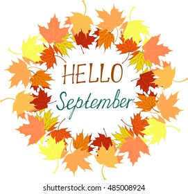  Vector card design with custom calligraphy. Autumn season cards, greetings.