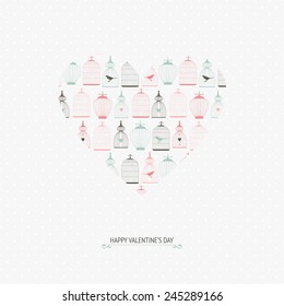 Vector card design with decorative valentines day design elements. Abstract heart with valentine's day elements 