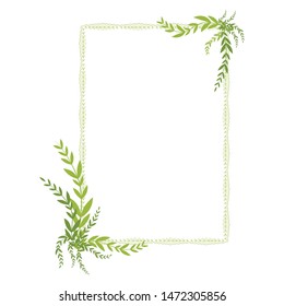 Vector card design with green leaves elegant greenery. Beautiful frame design. Vector illustration.
