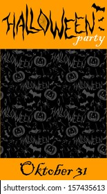 Vector card design for Halloween celebration with hand drawn elements
