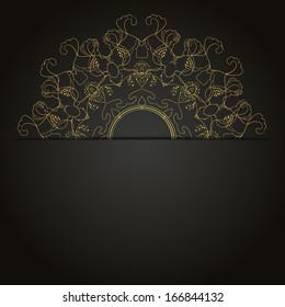 Vector card design with place for your text. Classic combination - gold at black background. 