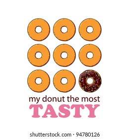 Vector card with donuts and text.