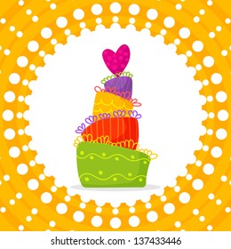 Vector card doodle holiday cake