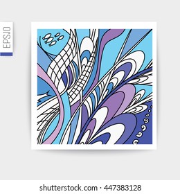 Vector card  with doodles marine theme.
Sea bottom color.
